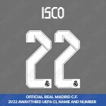 Isco 22 (Official Real Madrid FC 2021/22 Away / Third Cup Competition Name and Numbering)